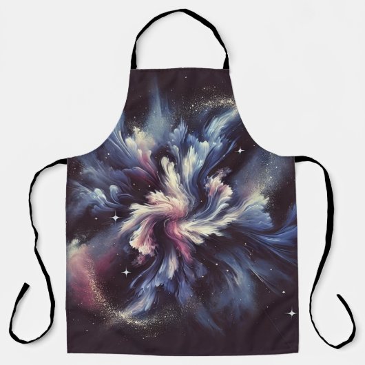 謎を捉えた抽象芸術銀河系デザイン エプロン (正面)