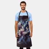 謎を捉えた抽象芸術銀河系デザイン エプロン (着用した状態)