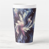 謎を捉えた抽象芸術銀河系デザイン カフェラテマグ (正面)