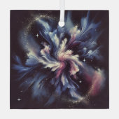 謎を捉えた抽象芸術銀河系デザイン ガラスオーナメント (裏面)