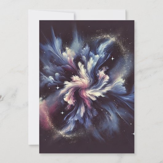 謎を捉えた抽象芸術銀河系デザイン サンキューカード (正面)