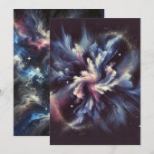 謎を捉えた抽象芸術銀河系デザイン サンキューカード (正面/裏面)