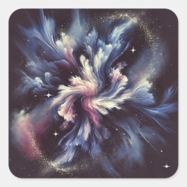 謎を捉えた抽象芸術銀河系デザイン スクエアシール
