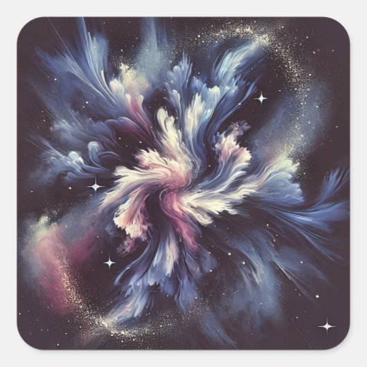 謎を捉えた抽象芸術銀河系デザイン スクエアシール (正面)