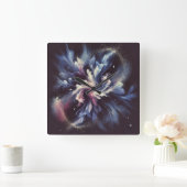 謎を捉えた抽象芸術銀河系デザイン スクエア壁時計 (ホーム)