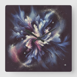 謎を捉えた抽象芸術銀河系デザイン スクエア壁時計