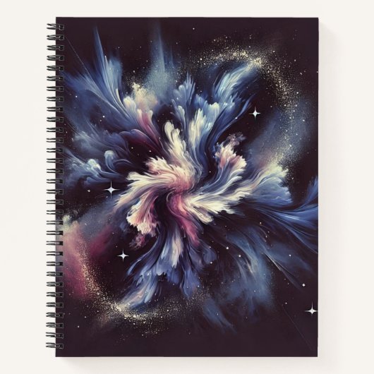 謎を捉えた抽象芸術銀河系デザイン ノートブック (正面)