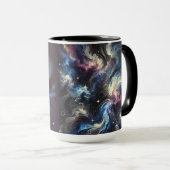 謎を捉えた抽象芸術銀河系デザイン マグカップ (正面右)