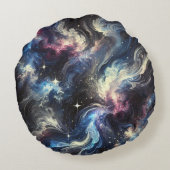 謎を捉えた抽象芸術銀河系デザイン ラウンドクッション (裏面)