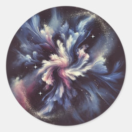 謎を捉えた抽象芸術銀河系デザイン ラウンドシール