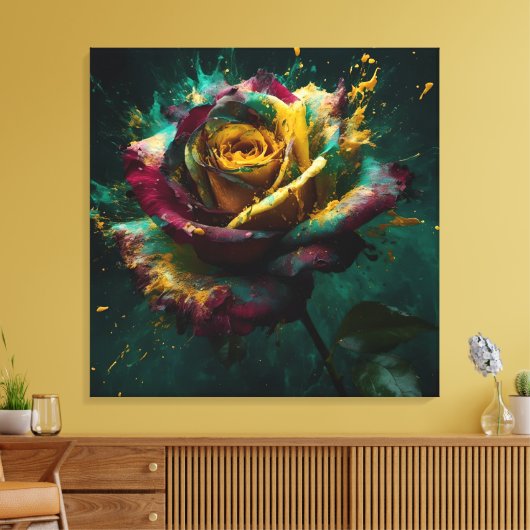 謎イエローグリーンバカラバラ キャンバスプリント (インサイチュ (リビング))