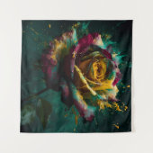 謎イエローグリーンバカラバラ タペストリー (正面(横))