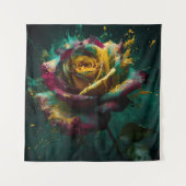 謎イエローグリーンバカラバラ タペストリー (正面)