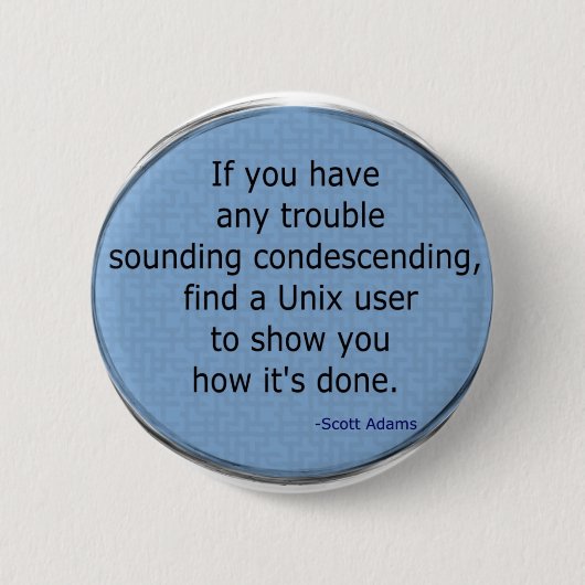謙るUnix -スコットアダムス 缶バッジ (正面)