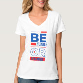 謙虚であるか、低い女性のVネックである Tシャツ (正面)