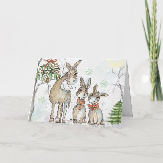 謙虚で優しいロバ一家のクリスマスカード シーズンカード (裏面)