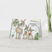 謙虚で優しいロバ一家のクリスマスカード シーズンカード (正面)