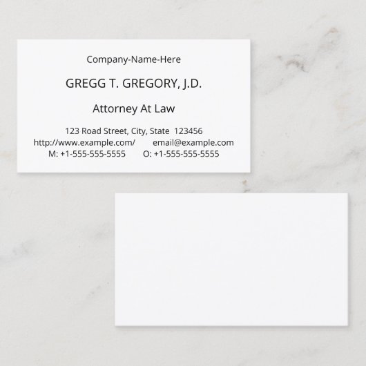 謙虚で基本的なプロフェッショナル名刺 名刺 (正面/裏面)