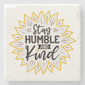 謙虚で親切なヒマワリを続ける ストーンコースター (正面)