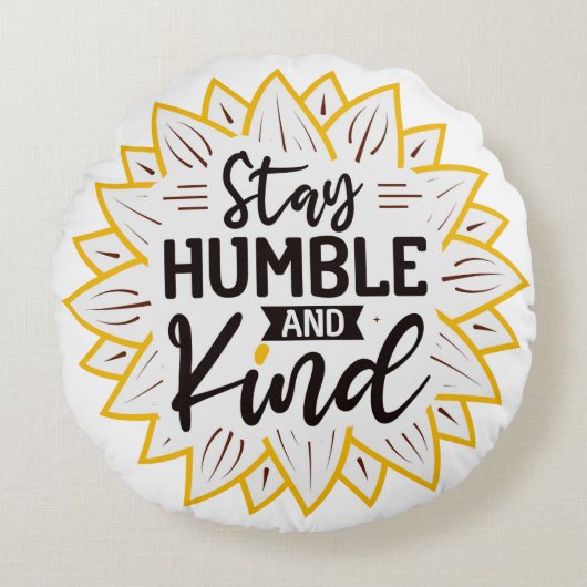 謙虚で親切なヒマワリを続ける ラウンドクッション (正面)