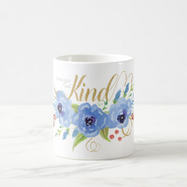 謙虚で親切な青い水色の花 コーヒーマグカップ