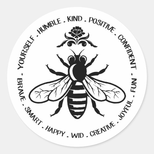 謙虚な優しいおもしろい前向き楽しい自分 ラウンドシール (正面)