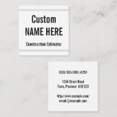 謙虚な建築見積もりプロフィールカード スクエア名刺 (正面/裏面)