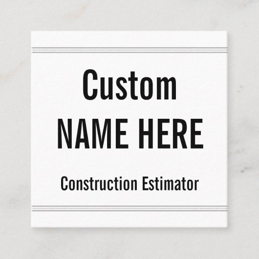 謙虚な建築見積もりプロフィールカード スクエア名刺 (正面)