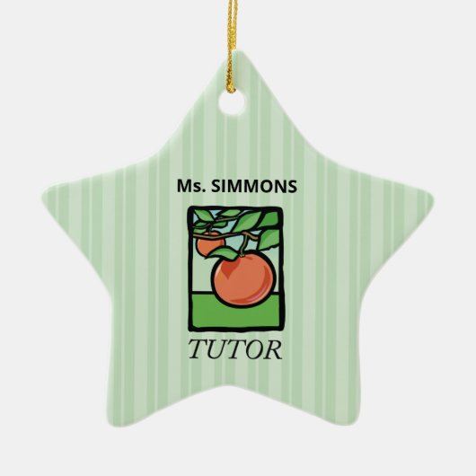 講師、先生ありがとう、アップル セラミックオーナメント (正面)
