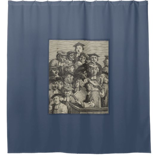 講演会での学者（ウィリアム・ホガース著） シャワーカーテン (正面)