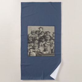 講演会での学者（ウィリアム・ホガース著） ビーチタオル