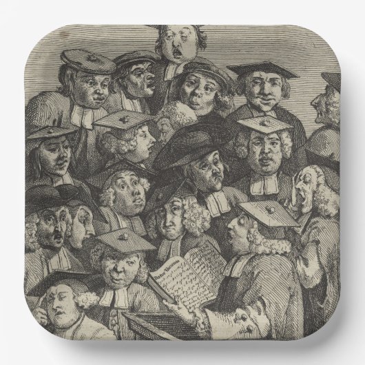 講演会での学者(ウィリアム・ホガース著) ペーパープレート (正面)