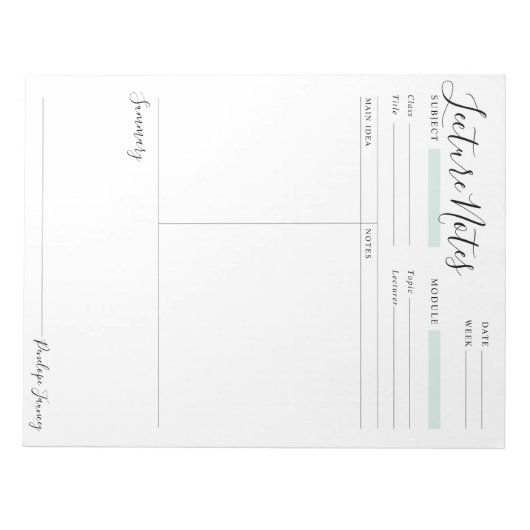 講義ノートメモパーソナライズされた帳 ノートパッド (正面)