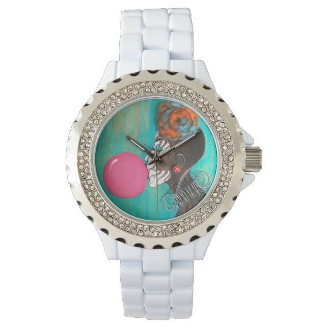 謝らないように私は白いライン石を見る 腕時計 (正面)