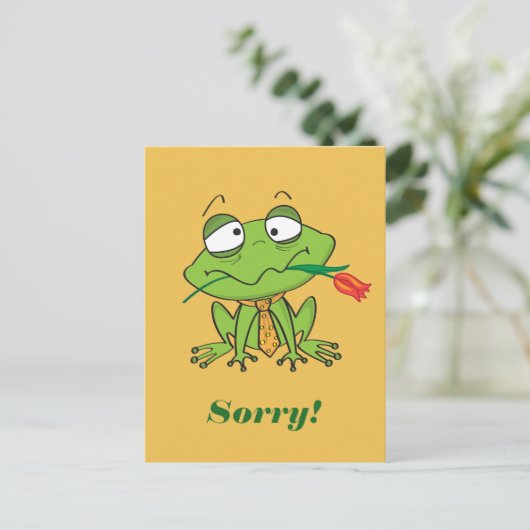 謝るカエル ポストカード (スタンド正面)