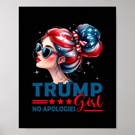 謝罪しないトランプ女子 お団子ヘアのシングルズ アメリカ ポスター (正面)