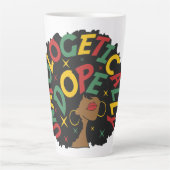 謝罪のドーピング無い黒人少女アフロ カフェラテマグ (正面)