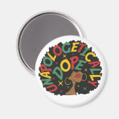 謝罪のドーピング無い黒人少女アフロ マグネット (正面/裏面)