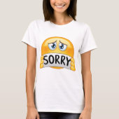 謝罪サインを持つ悲しい顔の絵文字 Tシャツ (正面)
