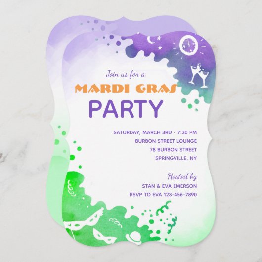 謝肉祭のお祝い 招待状 (正面/裏面)