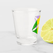 謝肉祭のキスの唇の紫色の黄色緑 ショットグラス (左)