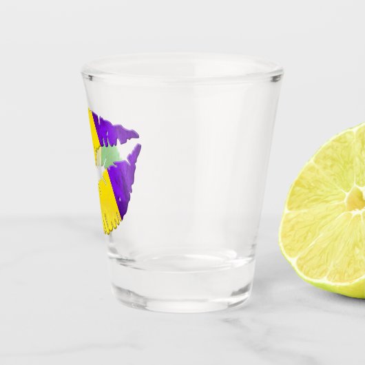謝肉祭のキスの唇の紫色の黄色緑 ショットグラス (右)