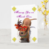 謝肉祭のダックスフントの挨拶状の恋しく思うこと カード (黄色い花)