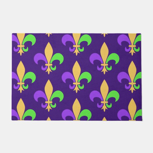 謝肉祭のニュー・オーリンズの（紋章の）フラ・ダ・リの紫色 ドアマット (正面)