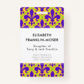 謝肉祭のパーティーのニュー・オーリンズの（紋章の）フラ・ダ・リ バッジ (正面)