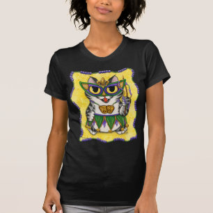 謝肉祭のパーティー猫のニュー・オーリンズのファンタジーの芸術のワイ Tシャツ