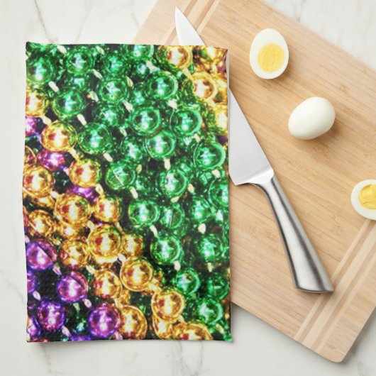 謝肉祭のビーズ キッチンタオル (四つ折り)