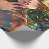 謝肉祭のファンシーで超現実的な仮面舞踏会のマスクの女の子の芸術 ラッピングペーパー (角)