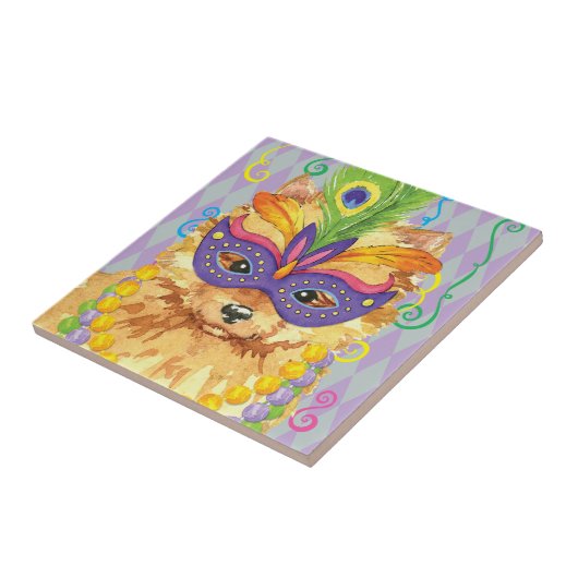 謝肉祭のポメラニア犬 タイル (側面)