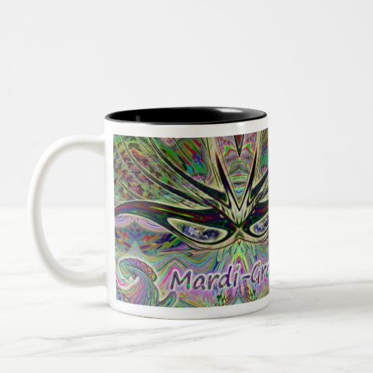 謝肉祭のマスクのコーヒーカップ ツートーンマグカップ (左)